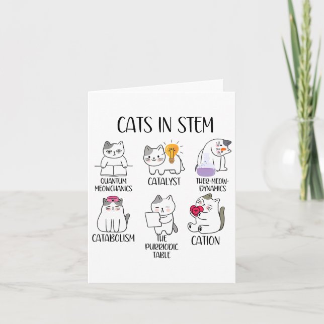 Cartão Gatos Em Stem Engraçados Gato De Nerd Cientista Da (Frente)