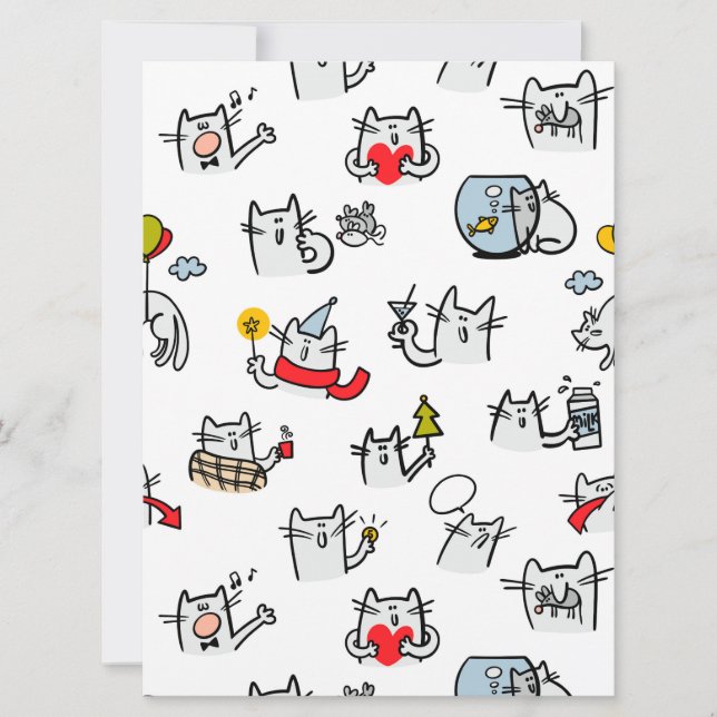 Cartão Gatos engraçados, leite e magia. (Frente)