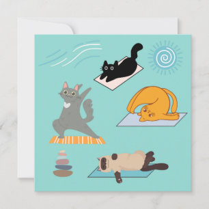 Cartão Gatos Engraçados no Yoga