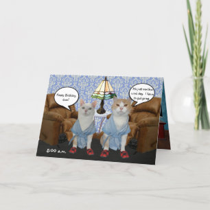 Cartão Gatos Engraçados Personalizáveis Ontem Marido