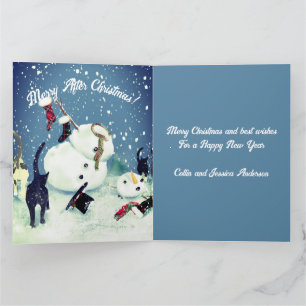 Cartão Gatos Engraçados Snowman Chaos Personalizar Sag