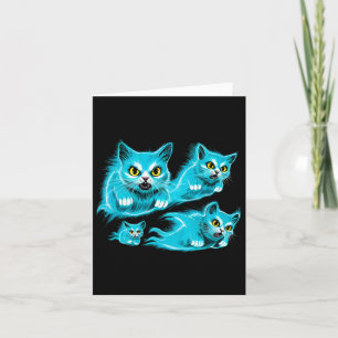 Cartão Gatos Espectrais Halloween Engraçado Voando Teto F