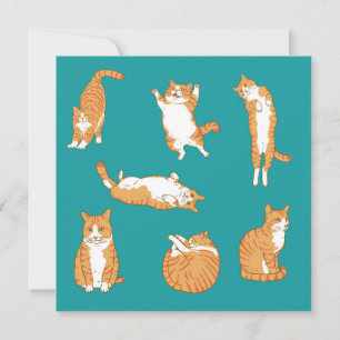 Cartão Gatos Laranjas Aniversário Divertido