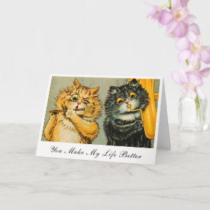 Cartão Gatos Louis Wain Vintage Você Torna Minha Vida Mel