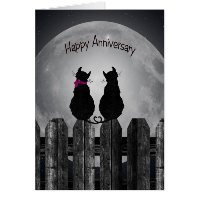 Cartão Gatos na Lua para o cônjuge (Frente)