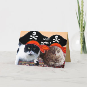 CARTÃO GATOS PIRATAS E MAPAS DO TESOURO DE PIRATAS ANTIGO