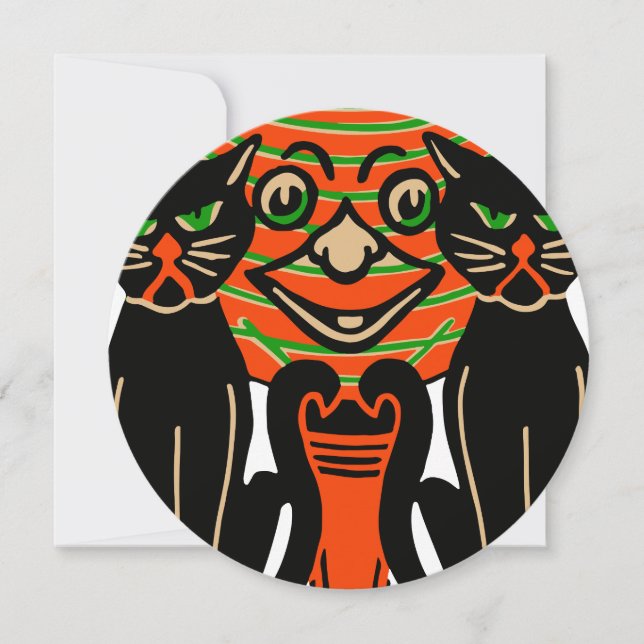 Cartão Gatos Pretos de Halloween Vintage 1940 (Frente)