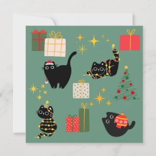 Cartão Gatos Pretos de Natal