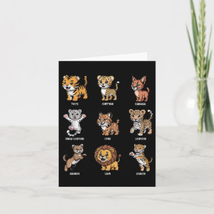 Cartão Gatos Selvagens Fofos Desenho Animais Espécies de