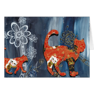 Cartão Gatos vermelhos afortunados