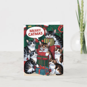 Cartão Gatos-vintage lindos natal