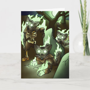 Cartão Gatos Zumbis do Dia das Bruxas