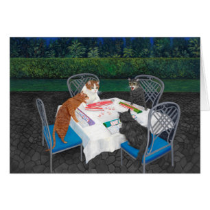 Cartão Gats Playing Mahjong