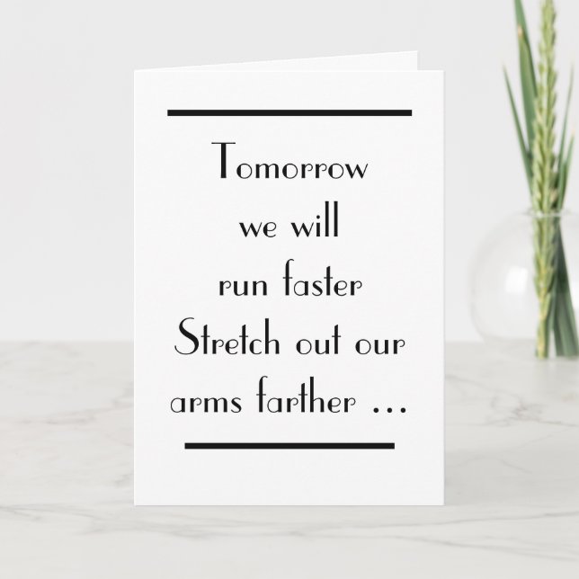 Cartão Gatsby De excelente Amanhã Vamos Executar O Texto  (Frente)