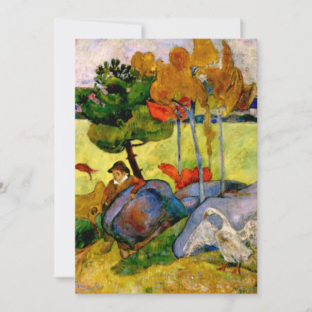 Cartão Gauguin - Breton Boy em uma paisagem (Frente)