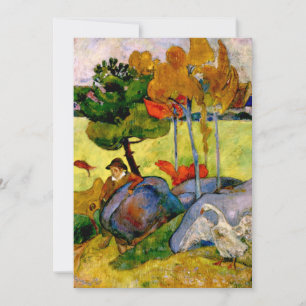 Cartão Gauguin - Breton Boy em uma paisagem