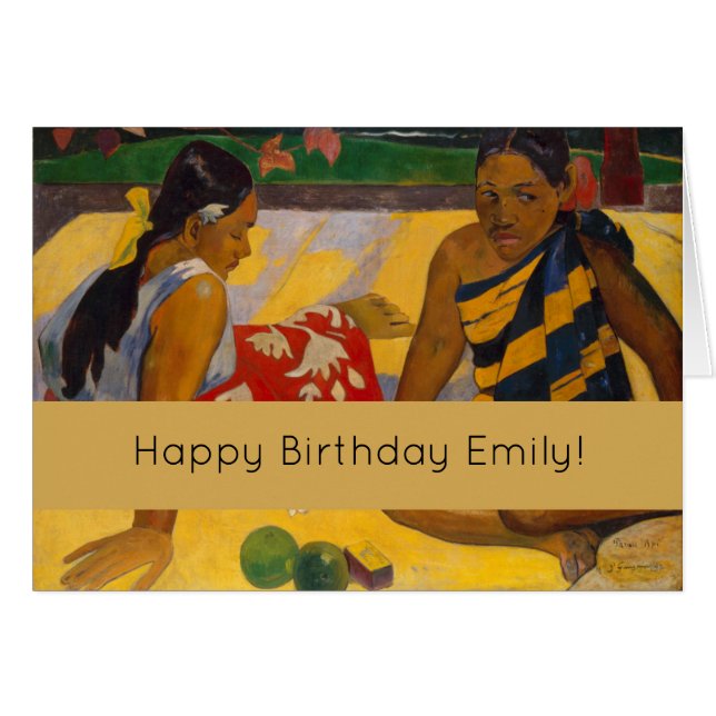 Cartão Gauguin French Polynesia Tahiti Women Painting (Frente Horizontal)