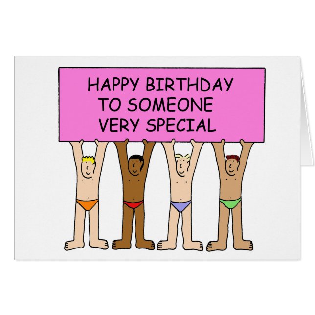 Cartão Gay Birthday Men in Undercalças (Frente Horizontal)