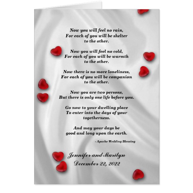Cartão Gay Casamento, Bênção Apache (Frente)