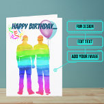 Cartão Gay Husband Birthday<br><div class="desc">Pode ser difícil encontrar o cartão de aniversário apropriado para um casal gay. Mas temos o cartão para o seu marido. Lá fora está um design colorido de maridos num motif do orgulho arco-íris. Dentro, nós escrevemos a mensagem certa para falar com o momento, mas no caso de precisar de...</div>