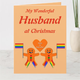 Cartão Gay Men Christmas Gingerbird Casal Marido