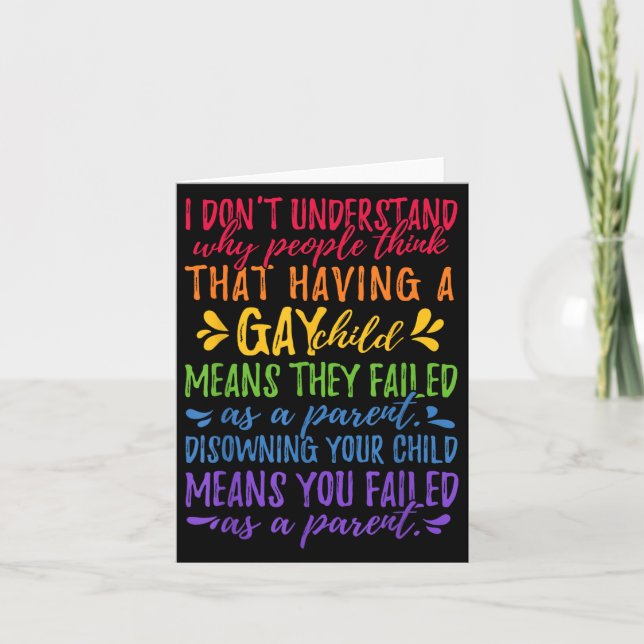 Cartão Gay Pride - Proud Parent Mom Dad Parenting Quote  (Frente)