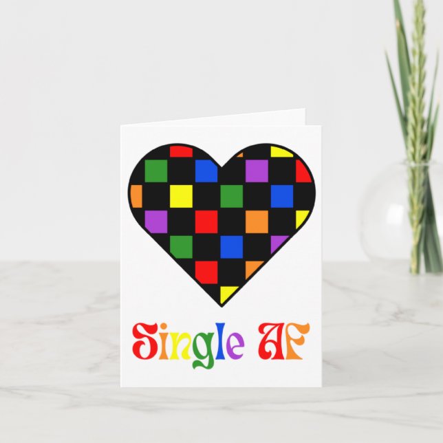 Cartão Gay Pride Rainbow Single Af Valentines Day Sarcas  (Frente)