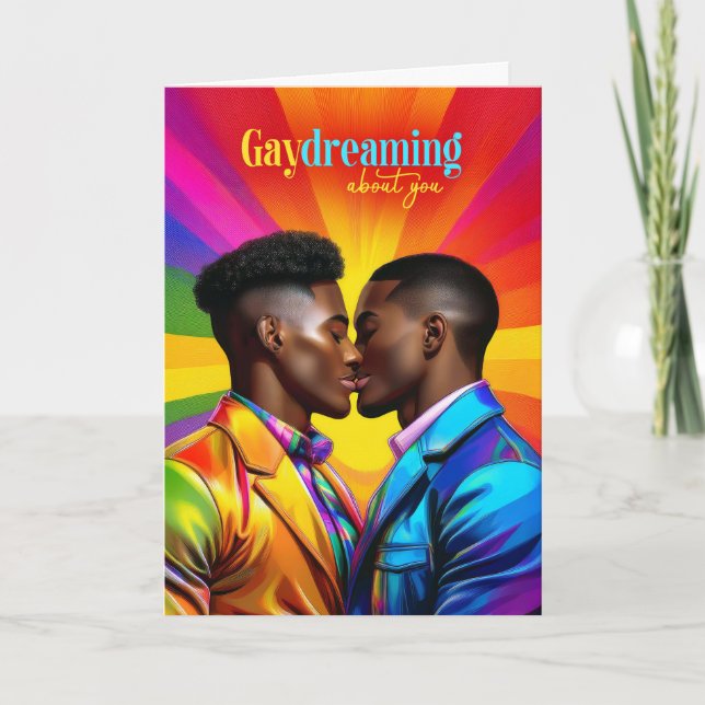 Cartão Gaydreing African American Gay Rainbow Love (Frente)