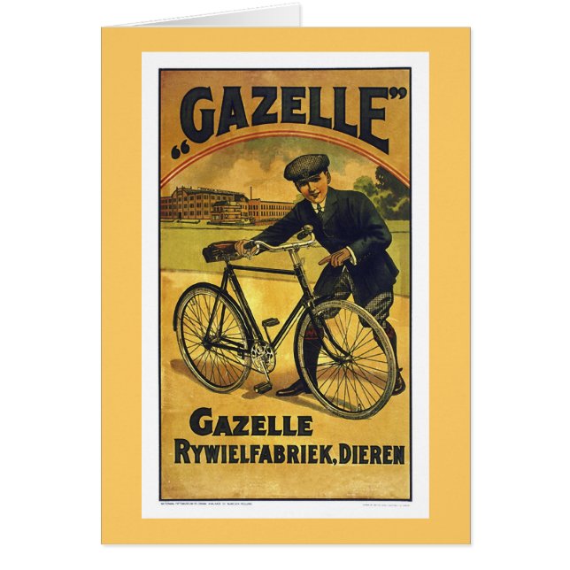 Cartão Gazelle Cycle Vintage Poster (Frente)