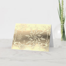Cartão geada de flocos de neve Dourada