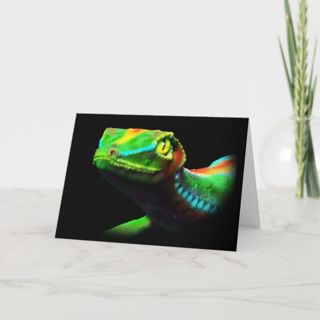 Cartão Gecko Lizard Rainbow Colors Greeting Cards (Frente)