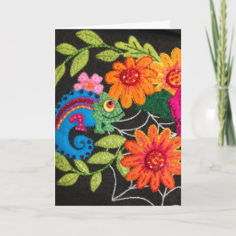 Cartão Gecko Lizard Stitched Felt Beads Sequins