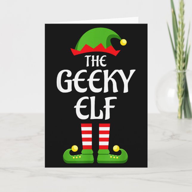 Cartão Geeky Elf Family Matching Group Christmas Geek  (Frente)