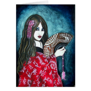 Cartão Geisha com ventilador