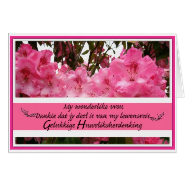 Cartão Gelukkige Huweliksherdenking meu vrou (Frente Horizontal)