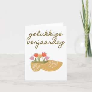 Cartão Gelukkige verjaardag, feliz aniversário neerlandês