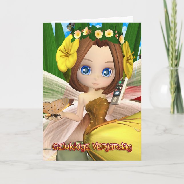 Cartão Gelukkige Verjaardag - Flemish - aniversário (Frente)