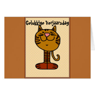 Cartão Gelukkige Verjaarsdag - Kat