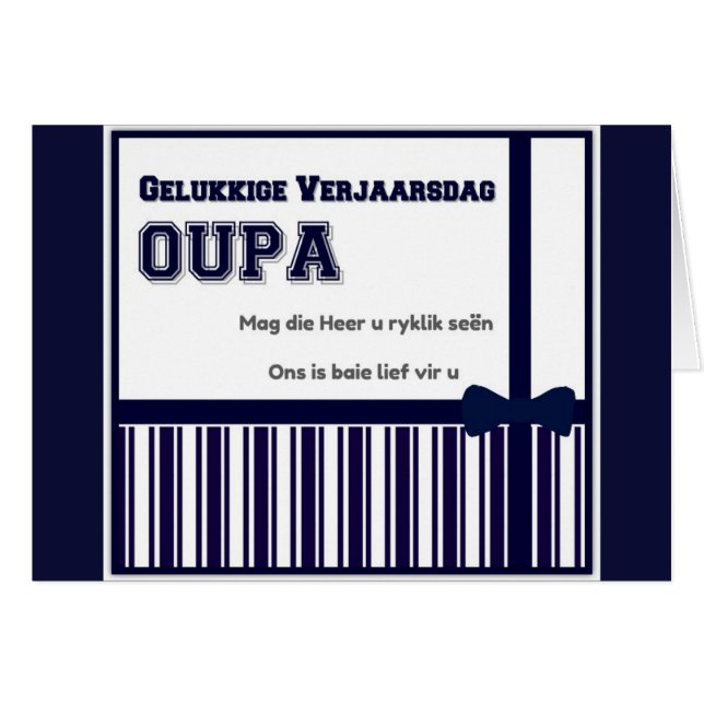 Cartão Gelukkige Verjaarsdag Oupa (Frente Horizontal)