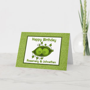 Cartão Gêmeos Aniversário, Duas Ervilhas Num Pod Personal
