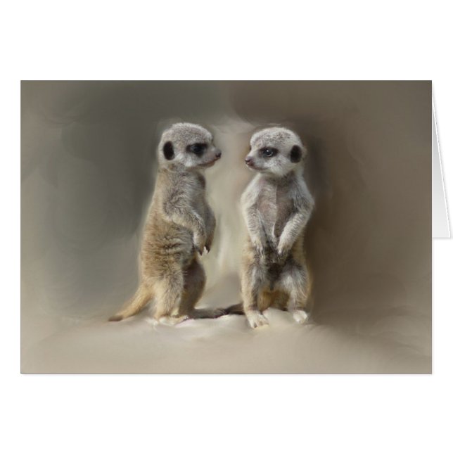 Cartão Gêmeos bebês Meerkat (Frente Horizontal)