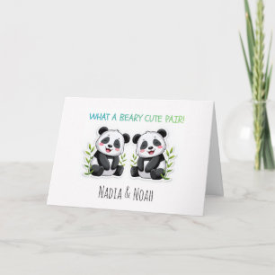 Cartão Gêmeos Bebês, Urso Panda, Gêmeos Personalizados Ch