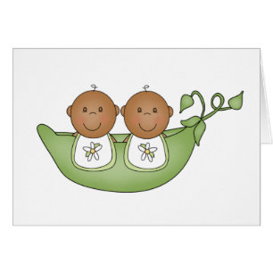 Cartão Gêmeos do afro-americano no vagem de ervilha