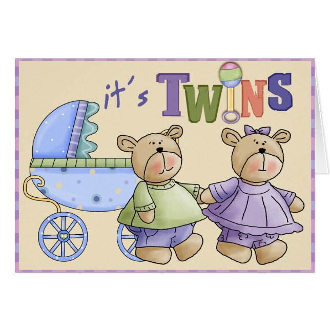 Cartão Gêmeos do bebê (Frente Horizontal)