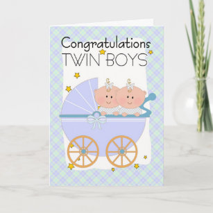 Cartão Gêmeos - Parabéns Gêmeos Em Uma Pram