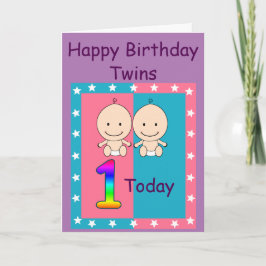 Cartão Gêmeos Personalizados de 1º Aniversário