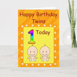 Cartão Gêmeos Personalizados de 1º Aniversário