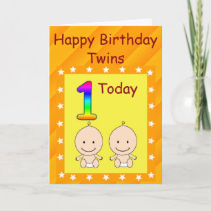 Cartão Gêmeos Personalizados de 1º Aniversário