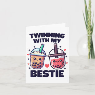 Cartão Geminando com minha Bestie Boba Tea Girls Semana E