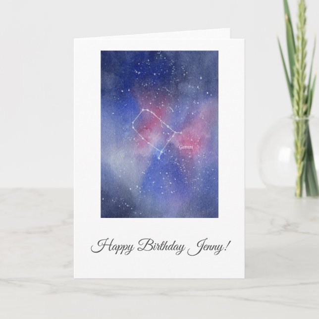 Cartão Gemini Birthday Card Customizable (Frente)